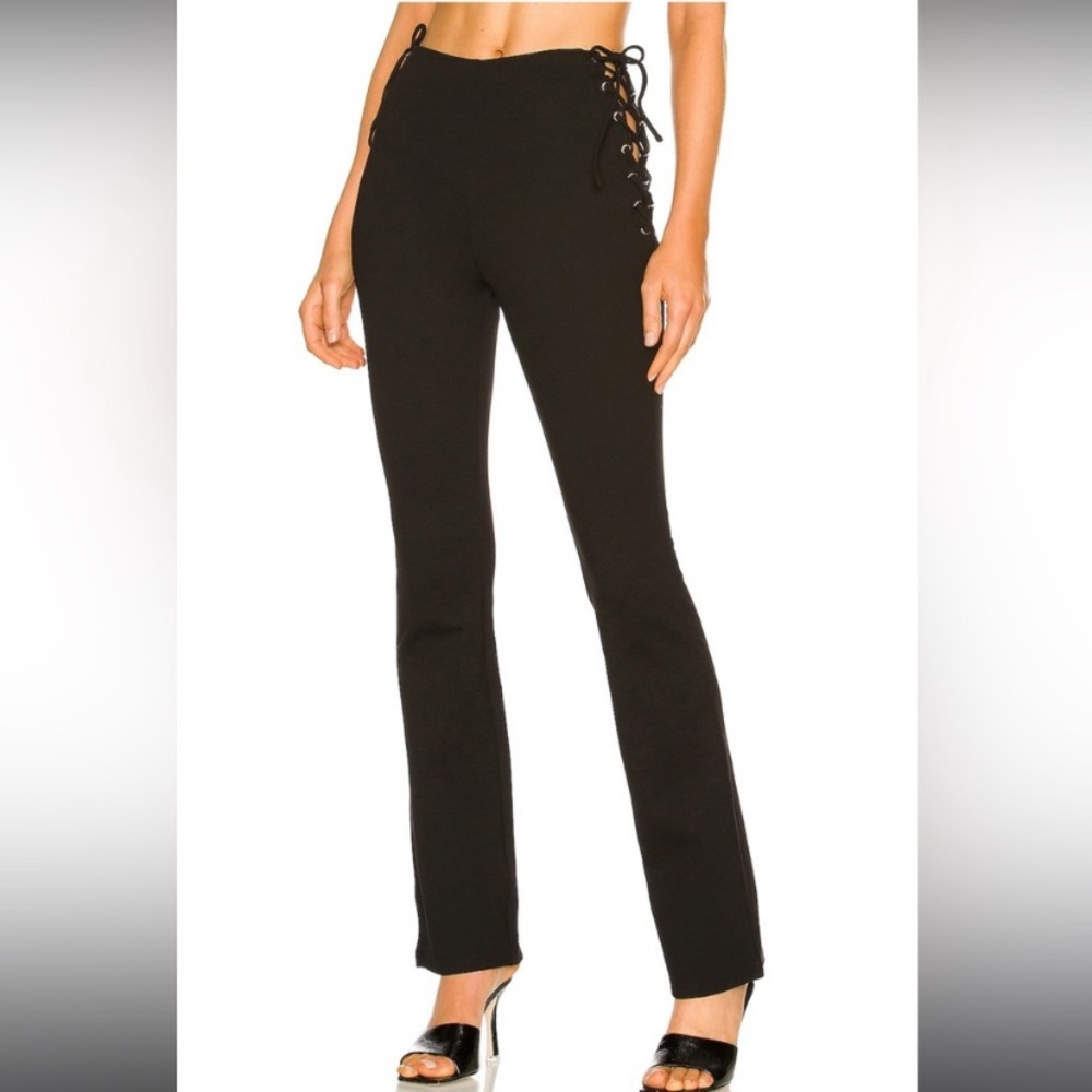 NWT Revolve Superdown Jeneh Lace Up Pants Black High Rise Size Medium